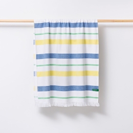 Πετσέτα Θαλάσσης - Παρεό Adda Blue - Yellow Benetton Θαλάσσης 80x165cm 100% Βαμβάκι