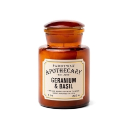 Κερί Σόγιας Αρωματικό Apothecary Geranium And Basil 226gr Paddywax Κερί Σόγιας