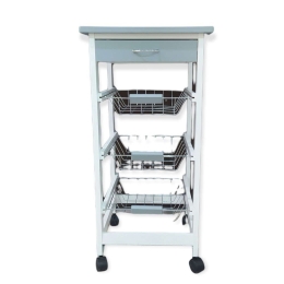 Μανάβης Τρόλεϊ 4 Θέσεων KT1-3086H FNSKT13086H 37x37x76cm White Max Home Μέταλλο,Ξύλο