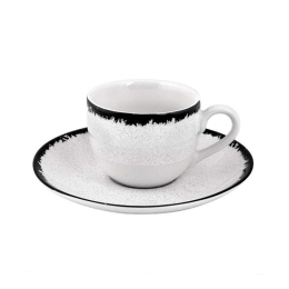 Φλυτζάνι Καφέ Με Πιατάκι (Σετ 6Τμχ) PR182746310 90ml White-Black Oriana Ferelli® Πορσελάνη