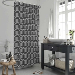 Κουρτίνα Μπάνιου Ethnic BTLJK001076 180x200cm Black-White Max Home 180Πx200Υ Πολυέστερ