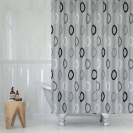 Κουρτίνα Μπάνιου Rings BTLTR005033 180x200cm Grey-Black-White Max Home 180Πx200Υ Πολυέστερ