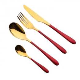 Μαχαιροπίρουνα Lisboa (Σετ 16Τμχ) BG00045148 Red-Gold Bergner 16 τμχ Ανοξείδωτο Ατσάλι