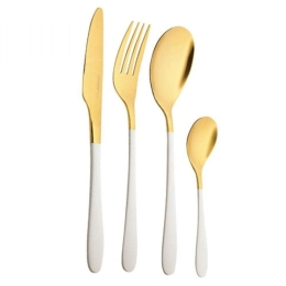 Μαχαιροπίρουνα Lisboa (Σετ 16Τμχ) BG00045150 White-Gold Bergner 16 τμχ Ανοξείδωτο Ατσάλι
