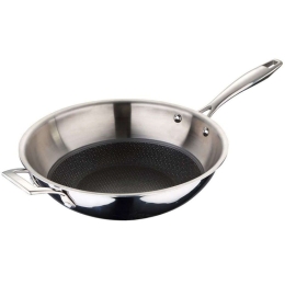 Τηγάνι Wok BGMP001613 Φ28x8cm Inox Bergner 28cm Ατσάλι, Αλουμίνιο
