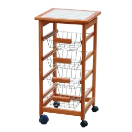 Μανάβης Τρόλεϊ Με 4 Ράφια 762408 37x37x76cm Ξύλινος Beige Ankor Μέταλλο,Ξύλο