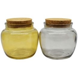 Βάζο Γυάλινο Με Φελλό 800520 500ml Yellow & Grey Ankor Γυαλί,Φελλός