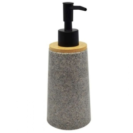 Δοχείο Κρεμοσάπουνου 817467 7,4x7,4x18,2cm Grey-Natural Ankor Bamboo-Πολυέστερ