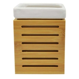 Ποτηροθήκη 815272 8,5x6,7x11,3cm Natural-White Ankor Bamboo,Κεραμικό