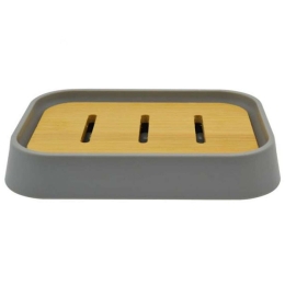 Σαπουνοθήκη 813025 12x9x2,5cm Grey-Natural Ankor Πλαστικό,Bamboo