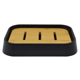 Σαπουνοθήκη 812998 12x9x2,5cm Black-Natural Ankor Πλαστικό,Bamboo