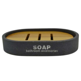 Σαπουνοθήκη 813179 8x12,3x2,5cm Grey-Natural Ankor Bamboo-Πολυέστερ