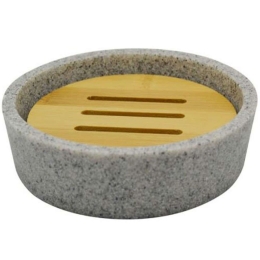 Σαπουνοθήκη 817481 11,3x11,3x2,5cm Grey-Natural Ankor Bamboo-Πολυέστερ