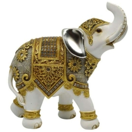 Διακοσμητικός Ελέφαντας 815210 20x9x23,5cm White-Gold Ankor Πολυέστερ