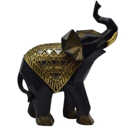 Διακοσμητικός Ελέφαντας 815128 18x7,5x21cm Black-Gold Ankor Πολυέστερ