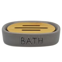 Σαπουνοθήκη Bath 819393 13,7x9,7x3cm Grey-Natural Ankor Κεραμικό