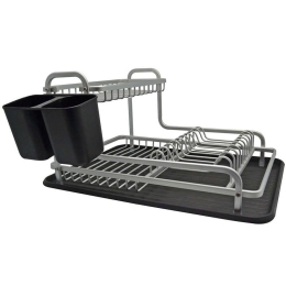 Πιατοθήκη Διώροφη 820504 36x43x23cm Black-Silver Ankor Αλουμίνιο, Πλαστικό