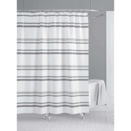 Κουρτίνα Μπάνιου Ριγέ 823833 220x180cm White-Grey Ankor 220Πx180Υ 220x180cm Πολυέστερ