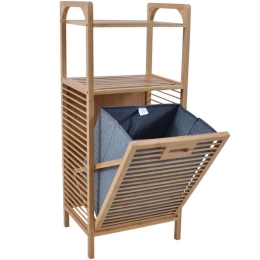 Ραφιέρα Μπάνιου Με Καλάθι 814299 40x30x95cm Natural-Grey Ankor Ύφασμα,Bamboo