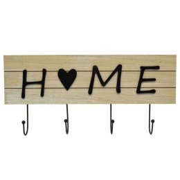 Κρεμάστρα 4 Θέσεων Home 821143 40x4,5x19cm Natural-Black Ankor Ξύλο