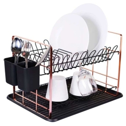 Πιατοθήκη 826100 48x32x29cm Black-Rose Gold Ankor Μέταλλο