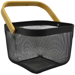 Φρουτιέρα Μεταλλική 826131 24,5x24,5x31,5cm Black-Natural Ankor Μέταλλο,Bamboo