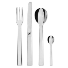 Μαχαιροπίρουνα Santiago DC05S24 Σετ 24Τμχ. Ανοξ. Ατσάλι Silver με Δώρο 2 Δαχτυλίδια Πετσέτας Alessi 24 τμχ Ανοξείδωτο Ατσάλι