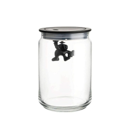 Βάζο Αποθήκευσης Gianni a little man holding on tight AMDR05 B 900ml Black Alessi Γυαλί