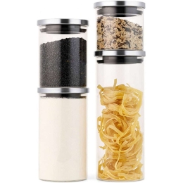Βάζα Αποθήκευσης (Σετ 4Τμχ) 53084.01.04 300/600/1000/1400ml Clear Navaris Ατσάλι,Γυαλί