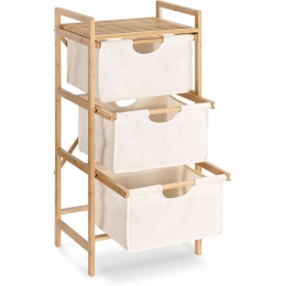Ραφιέρα Μπάνιου 53427.02 96x44x33cm White-Natural Navaris Ύφασμα,Bamboo