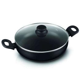 Κατσαρόλα Ρηχή Με Γυάλινο Καπάκι 30003974 Φ28cm Black 28cm Ατσάλι,Γυαλί