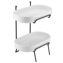 Ορντεβιέρα Διώροφη Serve & Share 62355 24,3x17,2x28,6cm Black-White Ladelle Πορσελάνη,Μέταλλο