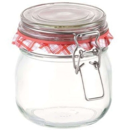 Βάζο Αποθήκευσης Della Casa 895143 Φ10x11cm 600ml Clear-Red Tescoma Γυαλί