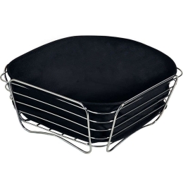 Ψωμιέρα 90882 26x26x11cm Inox-Black Kesper Μέταλλο,Ύφασμα