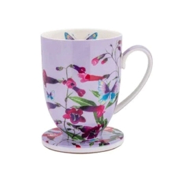 Κούπα Πορσελάνινη Με Σουβέρ Perennial Penstemons (Σετ 2Τμχ) HV0327 400ml Multi Maxwell Williams Πορσελάνη