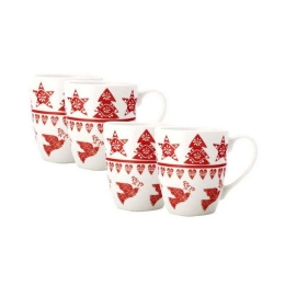 Κούπα Χριστουγεννιάτικη Buon Natale (Σετ 4Τμχ) DX1295 350ml White-Red Casa Domani
