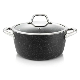 Χύτρα Με Γυάλινο Καπάκι President Stone 780335 Φ24cm 4,5Lt Anthracite Tescoma 4.5lt