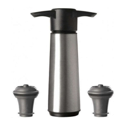 Πώμα Κρασιού & Αντλία (Σετ 3Τμχ) 06492606 Silver-Black Vacuvin Ανοξείδωτο Ατσάλι