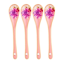 Κουταλάκια Γλυκού Teas & C's Dahlia Daze Sky (Σετ 4Τμχ) HV0371 13x2,5x1,5cm Pink-Multi Maxwell Willi Πορσελάνη
