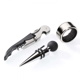 Σετ Κρασιού Bardolino 3Τμχ 301304 Black-Silver Cilio Ατσάλι,Πλαστικό