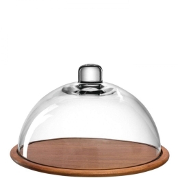 Τουρτιέρα Με Καπάκι Cucina 018519L Φ28cm Clear-Natural Leonardo Ξύλο,Γυαλί