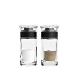 Αλατοπίπερο Cucina (Σετ 2Τμχ) 037715L 4,3x10cm Clear-Black Leonardo Γυαλί