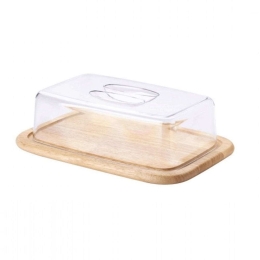 Τυριέρα Με Καπάκι Wooden Rubberwood 03073000 30x20x8,5cm Clear-Natural Continenta Ξύλο,Πλαστικό