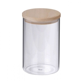 Δοχείο Αποθήκευσης Amelie 11956 Φ10x18,5cm 1Lt Clear-Natural Kela Ξύλο,Γυαλί