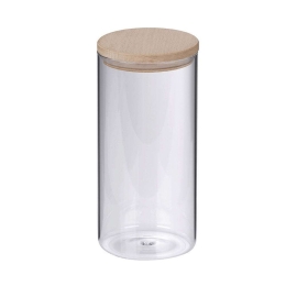 Δοχείο Αποθήκευσης Amelie 11957 Φ10x23cm 1,5Lt Clear-Natural Kela Ξύλο,Γυαλί