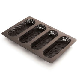 Φόρμα Για Μπαγκέτες Mini 4 Θέσεων 0203100M10M017 17x5,3x2cm 4x150ml Brown Lékué Σιλικόνη
