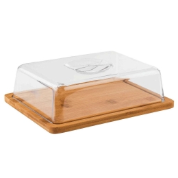 Τυριέρα Bamboo 41416-24 24x18,5cm Natural-Clear Paderno Bamboo