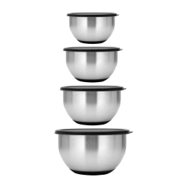 Μπωλ Ανάδευσης & Αποθήκευσης Leo (Σετ 4Τμχ) 1106251 Inox-Black BergHoff Ανοξείδωτο Ατσάλι