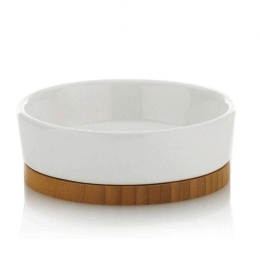 Σαπουνοθήκη Natura 20969 Φ12x4cm White-Natural Kela Bamboo,Κεραμικό