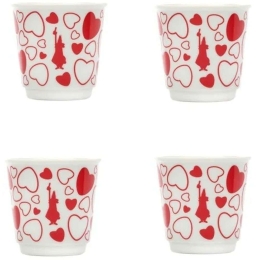 Κούπες Espresso Heart 90ml (Σετ 4 Τμχ) 209.Y0TZ20215 90ml White-Red Bialetti Πορσελάνη